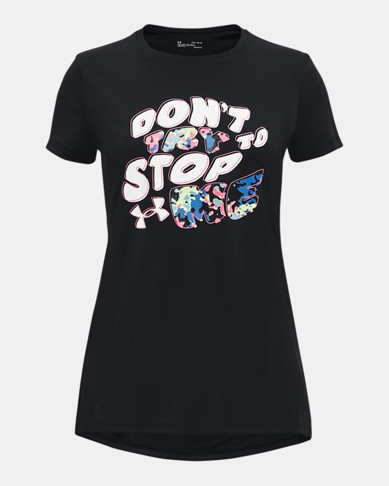 Girls' UA Tech™ Cant Be Stopped Short Sleeve in Black image number 0